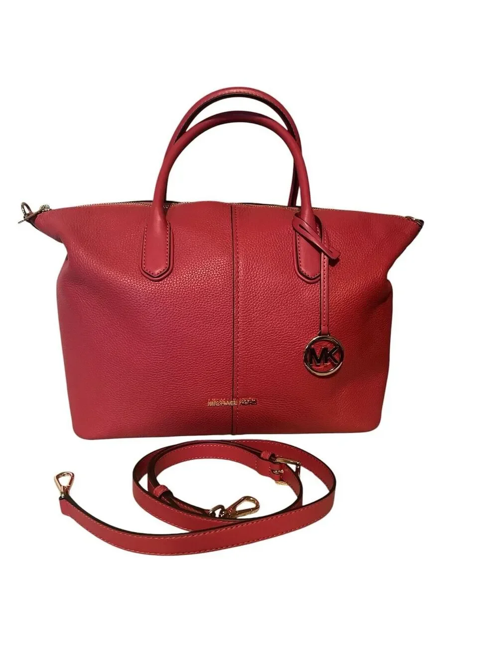 MK47. Michael Kors Hyde Pebbled Leather Satchel in pink